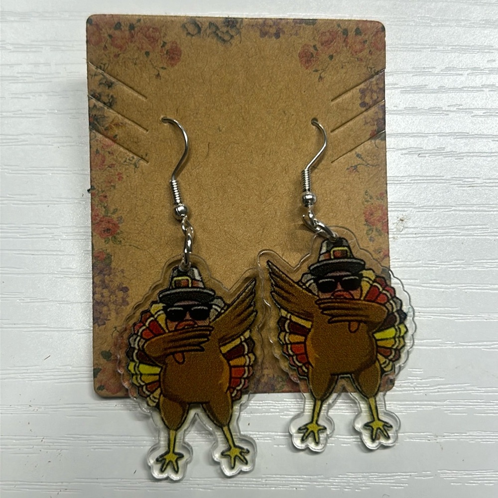 Trendy Turkey Earrings with Silver Hooks